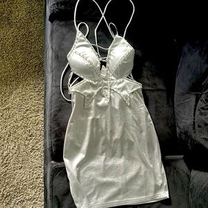 Silver short butterfly club dress never worn, brand new